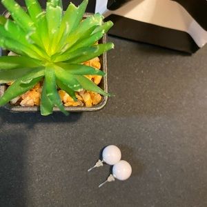 White Ball Earrings